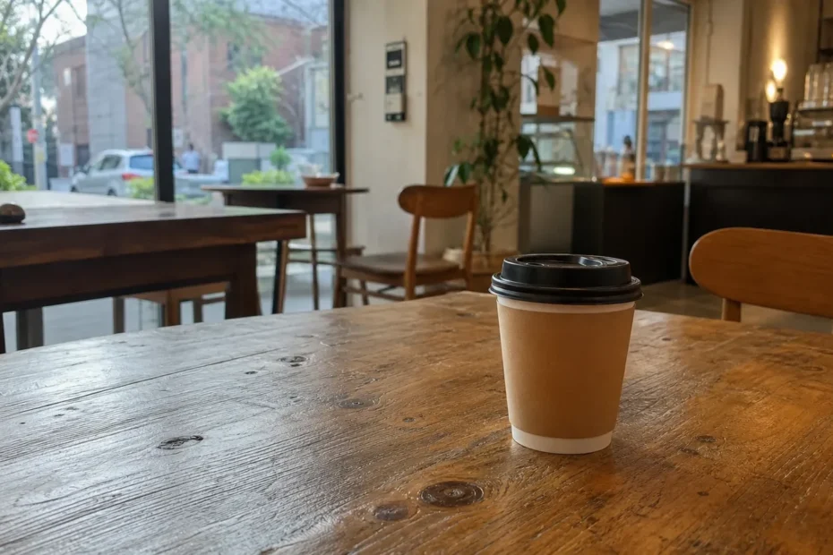 강남 지역 cafe 방문 전 확인사항을 소개하는 사실적인 참고 이미지
