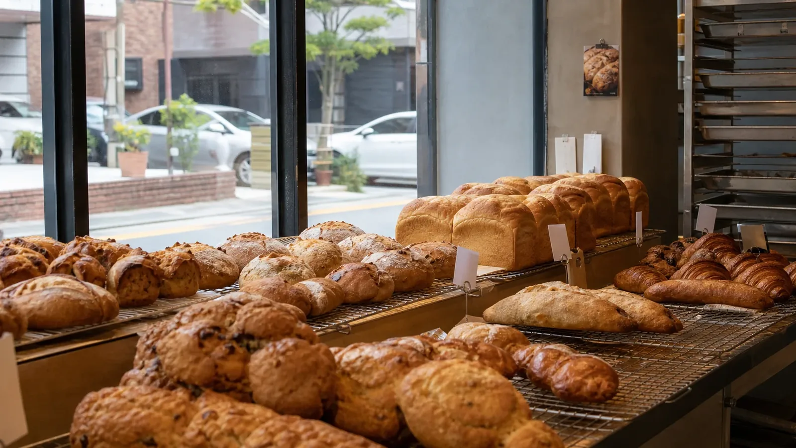 강남 지역 bakery 방문 전 확인사항을 소개하는 사실적인 참고 이미지