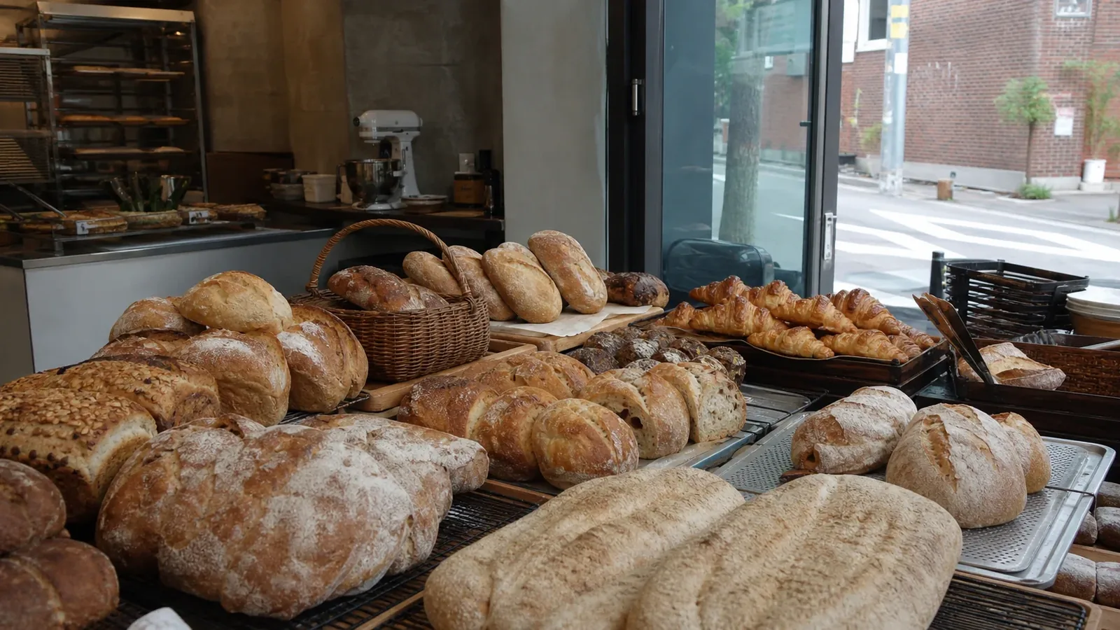 강남 지역 bakery 방문 전 확인사항을 소개하는 사실적인 참고 이미지