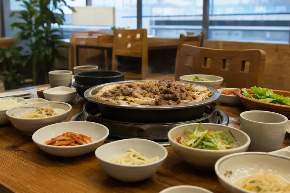 강남 지역 restaurant 방문 전 확인사항을 소개하는 사실적인 참고 이미지