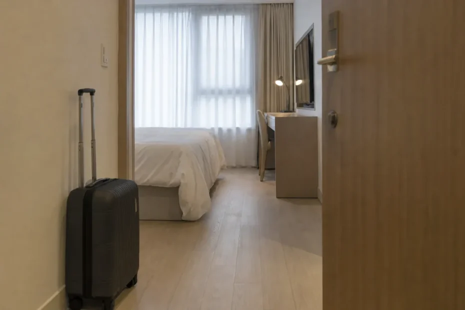 강남 지역 lodging 방문 전 확인사항을 소개하는 사실적인 참고 이미지